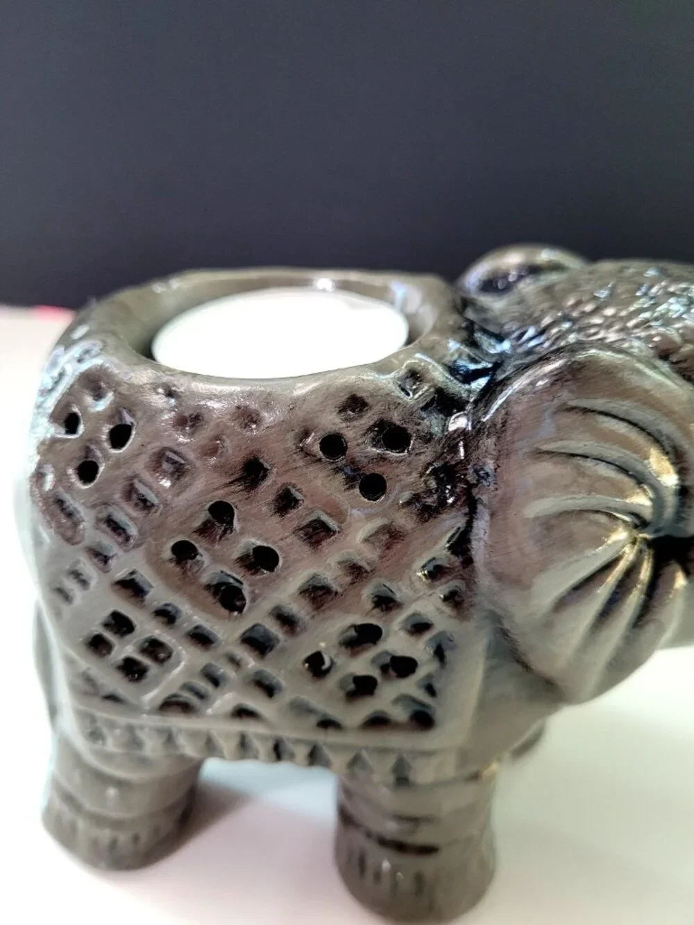 PartyLite BABY ELEPHANT Trumpeting African Inspiration Tealight Holder P9855 HTF - Picture 8 of 8